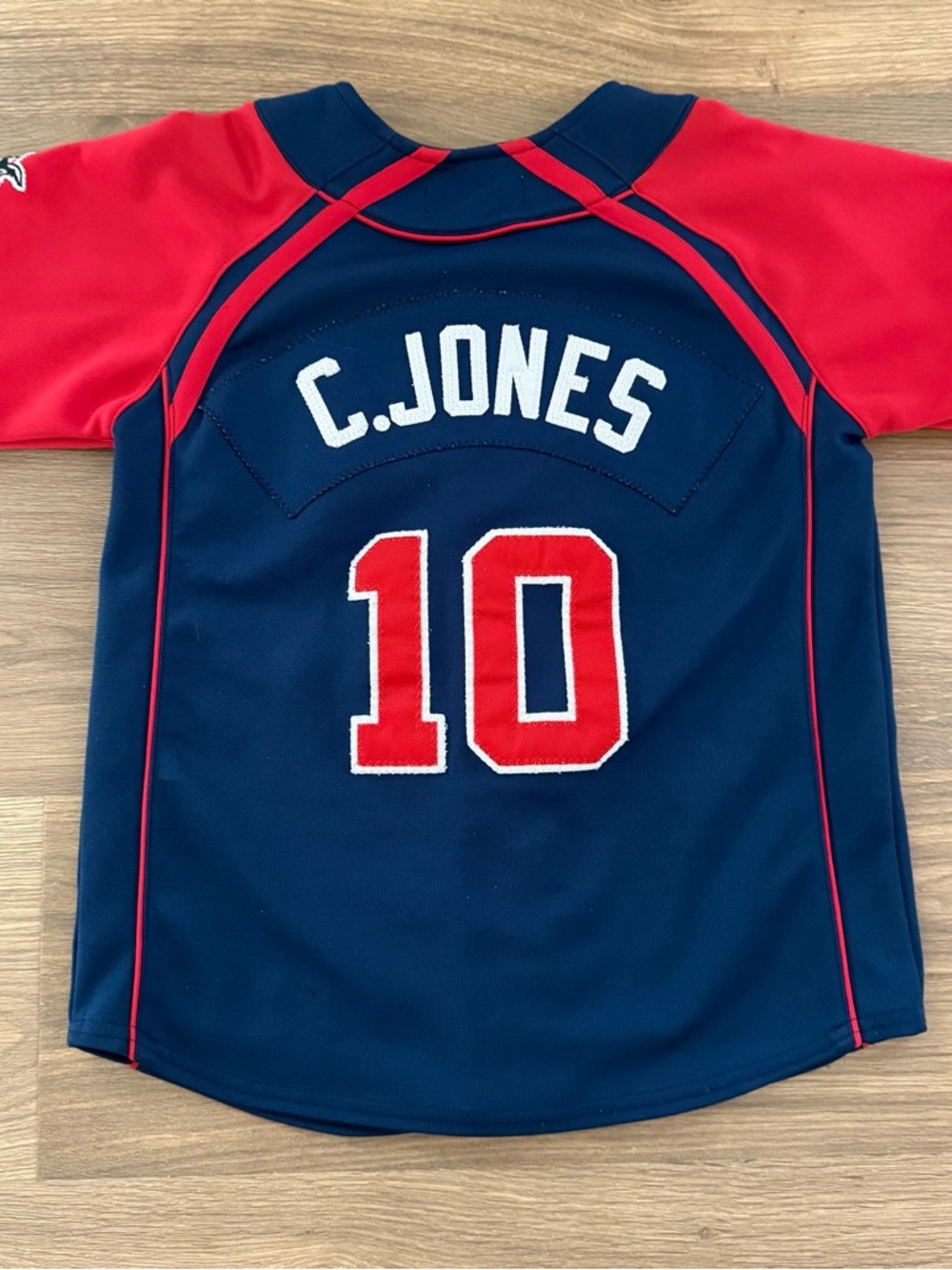 Chipper Jones #10 Atlanta Braves Youth L Jersey Nike Team MLB Navy Red